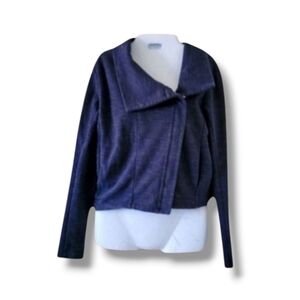 DKNYC | Cute Y2K Ribbed Navy Blue Moto-Style Jacket (SIZE S)